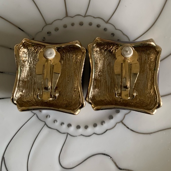 Vintage•New without tags ./.•rich burgundy|golden crossbar ClipOns - Picture 3 of 4